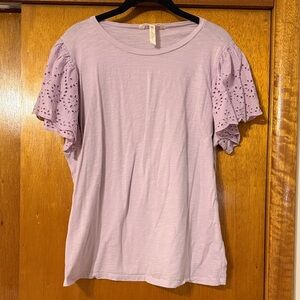 Matilda Jane Lilac Eyelet Sleeve Top